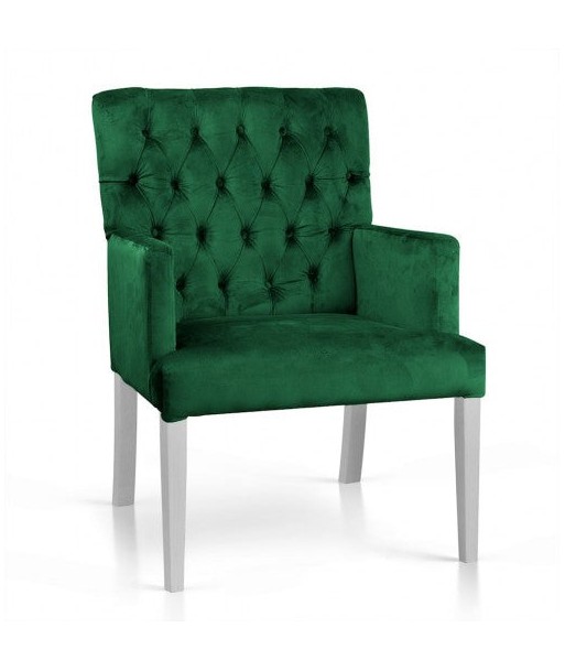 Fauteuil fixe tapissé de tissu, avec pieds en bois Zara Vert / Blanc, l60xA66xH85 cm Fin de série