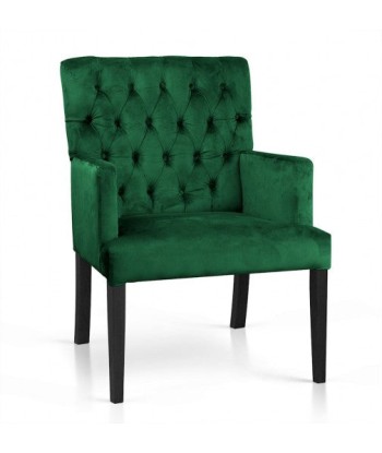 Fauteuil fixe tapissé de tissu, avec pieds en bois Zara Vert / Noir, l60xA66xH85 cm Venez acheter