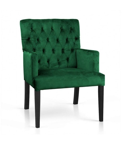 Fauteuil fixe tapissé de tissu, avec pieds en bois Zara Vert / Noir, l60xA66xH85 cm Venez acheter