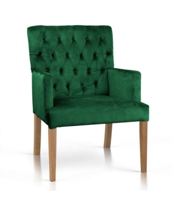 Fauteuil fixe tapissé de tissu, avec pieds en bois Zara Vert / Chêne, l60xA66xH85 cm de votre