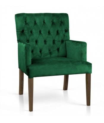 Fauteuil fixe tapissé de tissu, avec pieds en bois Zara Vert / Noyer, l60xA66xH85 cm du meilleur 