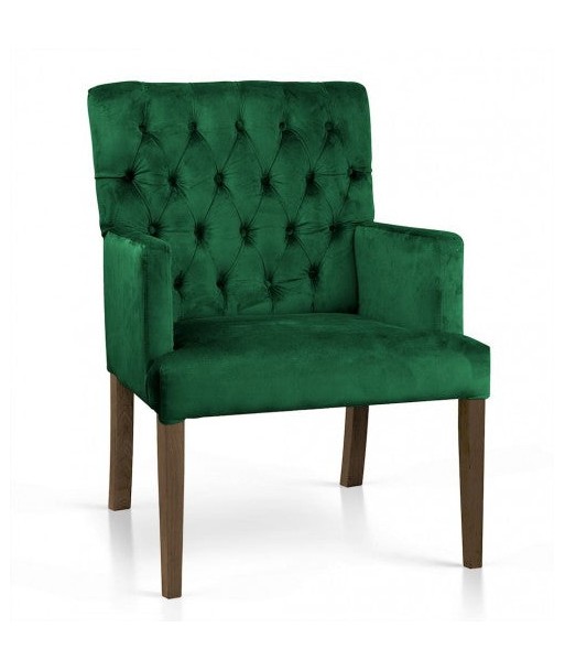 Fauteuil fixe tapissé de tissu, avec pieds en bois Zara Vert / Noyer, l60xA66xH85 cm du meilleur 