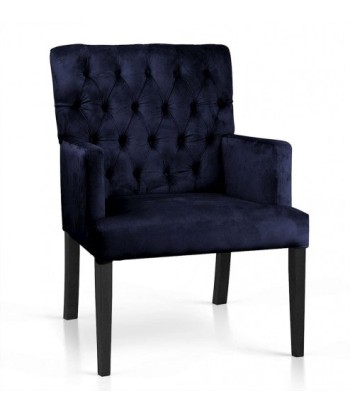 Fauteuil fixe tapissé de tissu, avec pieds en bois Zara Marine / Noir, l60xA66xH85 cm pas cher 