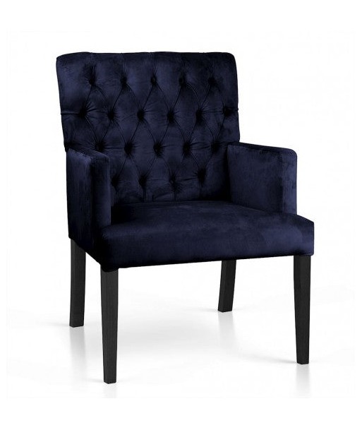 Fauteuil fixe tapissé de tissu, avec pieds en bois Zara Marine / Noir, l60xA66xH85 cm pas cher 