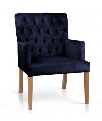 Fauteuil fixe tapissé de tissu, avec pieds en bois Zara Marine / Chêne, l60xA66xH85 cm Livraison rapide