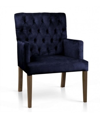 Fauteuil fixe tapissé de tissu, avec pieds en bois Zara Marine / Noyer, l60xA66xH85 cm Toutes les collections ici