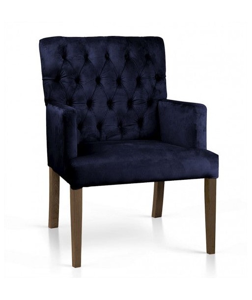 Fauteuil fixe tapissé de tissu, avec pieds en bois Zara Marine / Noyer, l60xA66xH85 cm Toutes les collections ici