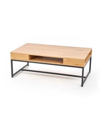 Table basse en MDF et métal Chêne Adelle / Noir, L110xl60xH44 cm soldes