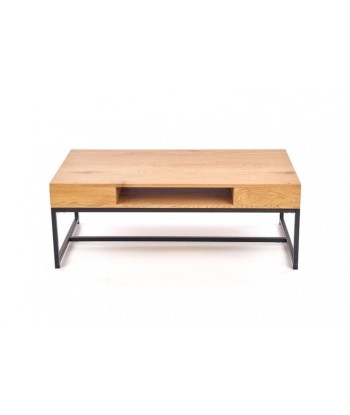 Table basse en MDF et métal Chêne Adelle / Noir, L110xl60xH44 cm soldes