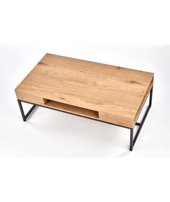 Table basse en MDF et métal Chêne Adelle / Noir, L110xl60xH44 cm soldes