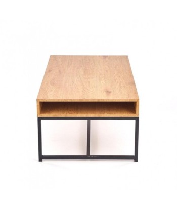 Table basse en MDF et métal Chêne Adelle / Noir, L110xl60xH44 cm soldes