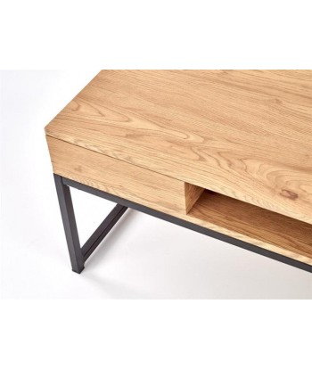 Table basse en MDF et métal Chêne Adelle / Noir, L110xl60xH44 cm soldes