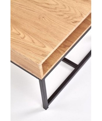 Table basse en MDF et métal Chêne Adelle / Noir, L110xl60xH44 cm soldes