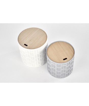 Set de 2 tables basses en MDF et bois Blanc Blanc / Gris, Ø39xH40 / Ø35xH35 cm l'évolution des habitudes 