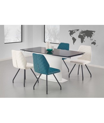 Table extensible en verre et métal Anderson Noir / Blanc, L160-250xl90xH76 cm destockage