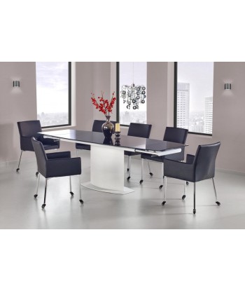 Table extensible en verre et métal Anderson Noir / Blanc, L160-250xl90xH76 cm destockage