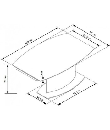 Table extensible en verre et métal Anderson Noir / Blanc, L160-250xl90xH76 cm destockage