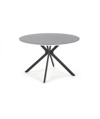 Table en verre, MDF et métal Avelar Noir / Blanc, Ø120xH76 cm Economisez 