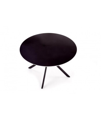 Table en verre, MDF et métal Avelar Noir / Blanc, Ø120xH76 cm Economisez 