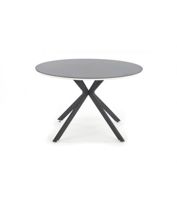 Table en verre, MDF et métal Avelar Noir / Blanc, Ø120xH76 cm Economisez 