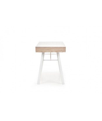 Table de bureau en verre, MDF et métal, avec 2 tiroirs B-33 Chêne Sonoma / Blanc, L120xl60xH76 cm votre