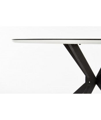 Table en verre, MDF et métal Avelar Noir / Blanc, Ø120xH76 cm Economisez 