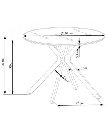 Table en verre, MDF et métal Avelar Noir / Blanc, Ø120xH76 cm Economisez 