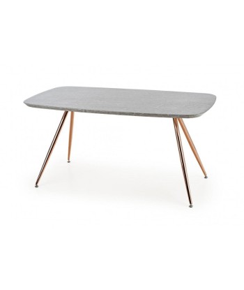 Table en MDF, placage et métal Barcano Gris/Or, L160xl90xH77 cm brillant des détails fins