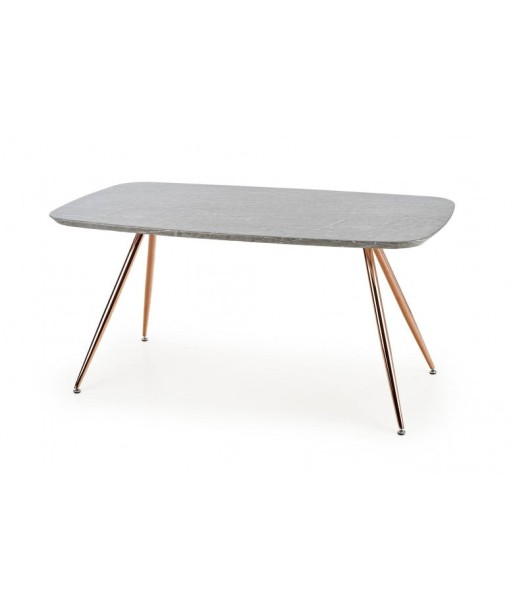 Table en MDF, placage et métal Barcano Gris/Or, L160xl90xH77 cm brillant des détails fins