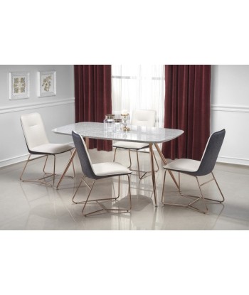 Table en MDF, placage et métal Barcano Gris/Or, L160xl90xH77 cm brillant des détails fins