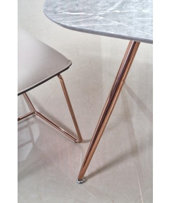 Table en MDF, placage et métal Barcano Gris/Or, L160xl90xH77 cm brillant des détails fins