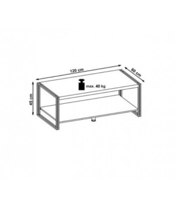 Table basse Bavaria Chêne Doré / MDF noir et métal, L120xl60xH45 cm Venez acheter