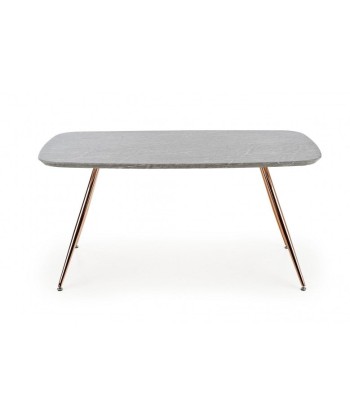 Table en MDF, placage et métal Barcano Gris/Or, L160xl90xH77 cm brillant des détails fins