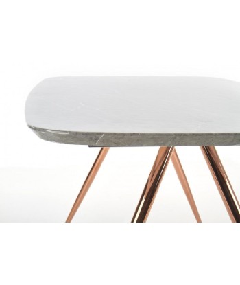 Table en MDF, placage et métal Barcano Gris/Or, L160xl90xH77 cm brillant des détails fins