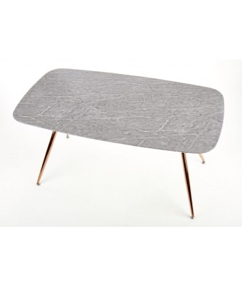 Table en MDF, placage et métal Barcano Gris/Or, L160xl90xH77 cm brillant des détails fins