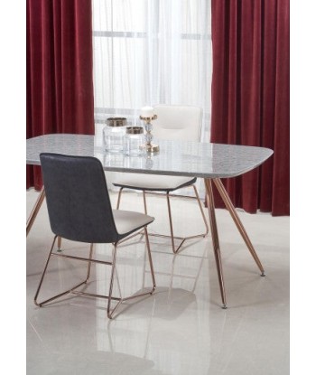 Table en MDF, placage et métal Barcano Gris/Or, L160xl90xH77 cm brillant des détails fins