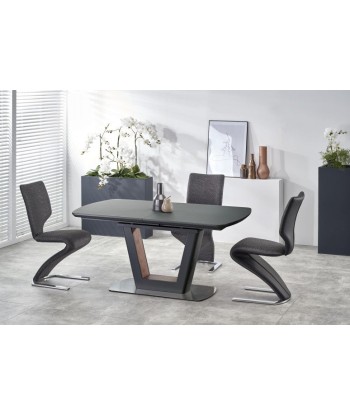 Table extensible en verre et MDF Bilotti Anthracite / Noyer, L160-200xl90xH76 cm en ligne