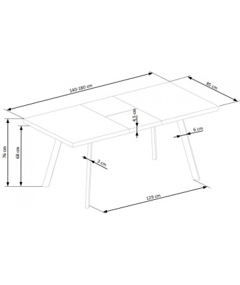 Table extensible en MDF et métal Berlin Honey Noyer / Noir, L140-180xl85xH76 cm meilleur choix