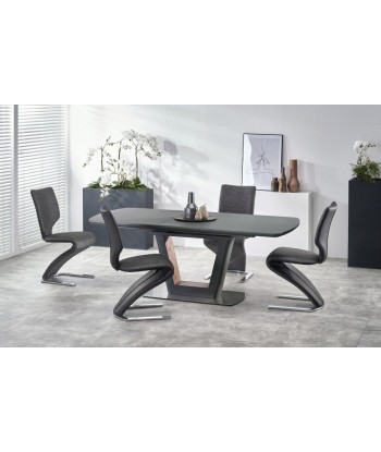 Ensemble table extensible en verre et MDF Bilotti Anthracite + 4 chaises rembourrées en tissu et cuir écologique K307 Gris foncé / Noir, L160-200xl90xH76 cm sélection de produits