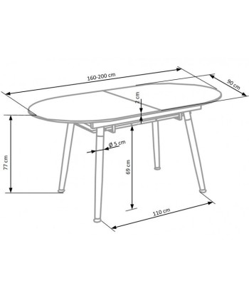 Table extensible en MDF et métal Calibre Blanc / Chêne San Remo, L160-200xl90xH76 cm la chaussure