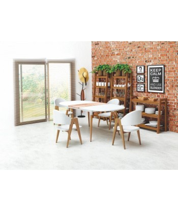 Table extensible en MDF et métal Calibre Blanc / Chêne San Remo, L160-200xl90xH76 cm la chaussure