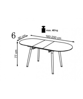 Table extensible en MDF et métal Calibre Blanc / Chêne San Remo, L160-200xl90xH76 cm la chaussure