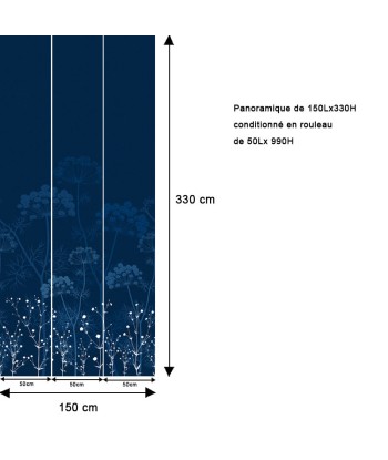 Papier peint panoramique Fleur bleu nuit - La nuit des FLEURS 2023