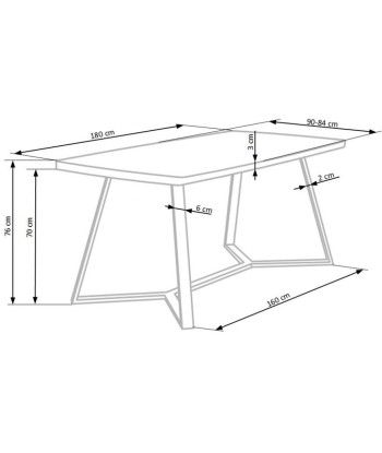 Table en MDF et métal Caruzzo Noyer / Graphite, L180xl90xH76 cm Comparez plus de prix