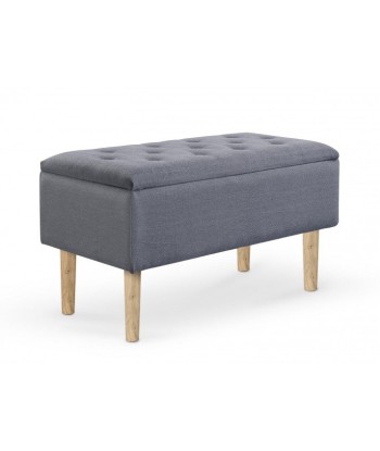 Banc avec espace de rangement, tapissé de tissu et pieds en bois Cleo Gris / Naturel, l80xA40xH44 cm le des métaux précieux