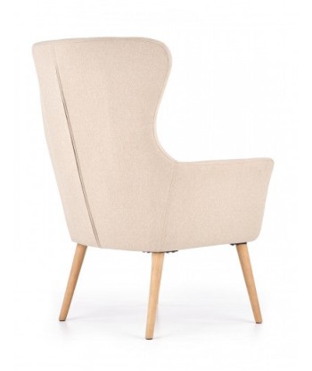 Fauteuil rembourré en tissu, avec pieds en bois Cotto Beige, l73xA76xH99 cm les ctes