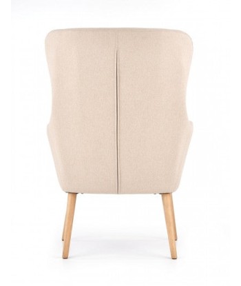 Fauteuil rembourré en tissu, avec pieds en bois Cotto Beige, l73xA76xH99 cm les ctes