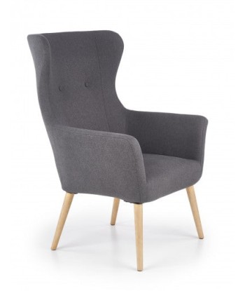 Fauteuil rembourré en tissu, avec pieds en bois Cotto Gris Foncé, l73xA76xH99 cm brillant des détails fins