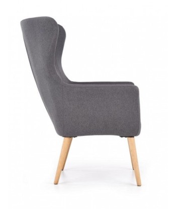 Fauteuil rembourré en tissu, avec pieds en bois Cotto Gris Foncé, l73xA76xH99 cm brillant des détails fins