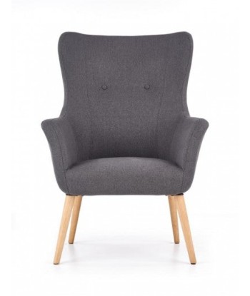 Fauteuil rembourré en tissu, avec pieds en bois Cotto Gris Foncé, l73xA76xH99 cm brillant des détails fins